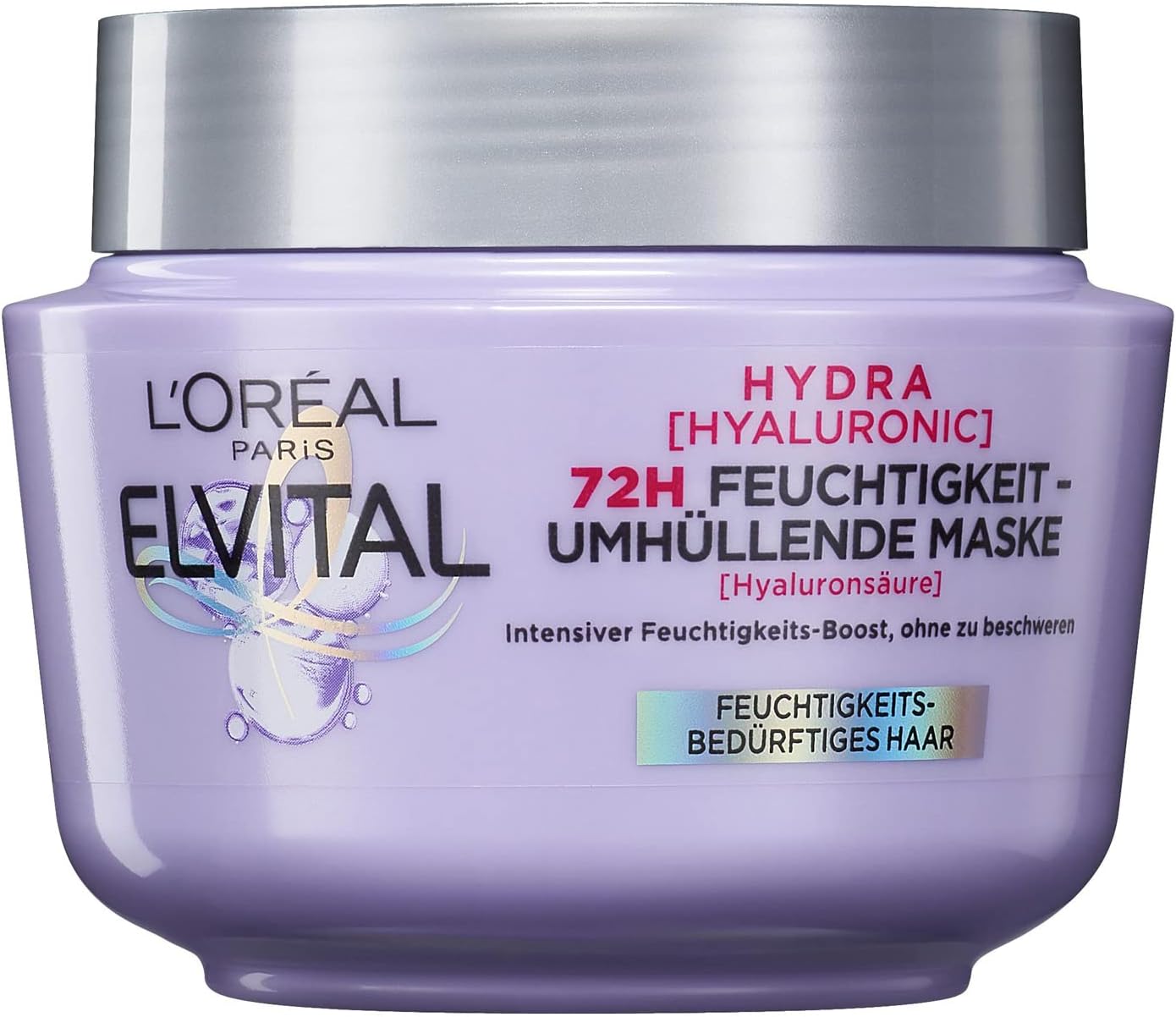 ماسک مو مرطوب کننده L'Oréal Paris Elvital برای موهای براق، درمان فشرده با هیالورونیک برای تقویت رطوبت، Hydra Hyaluronic، 300 میلی لیتر