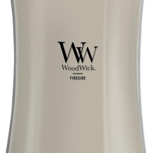 شمع ساعت شنی بزرگ WoodWick Fireside، خاکستری، 21 اونس