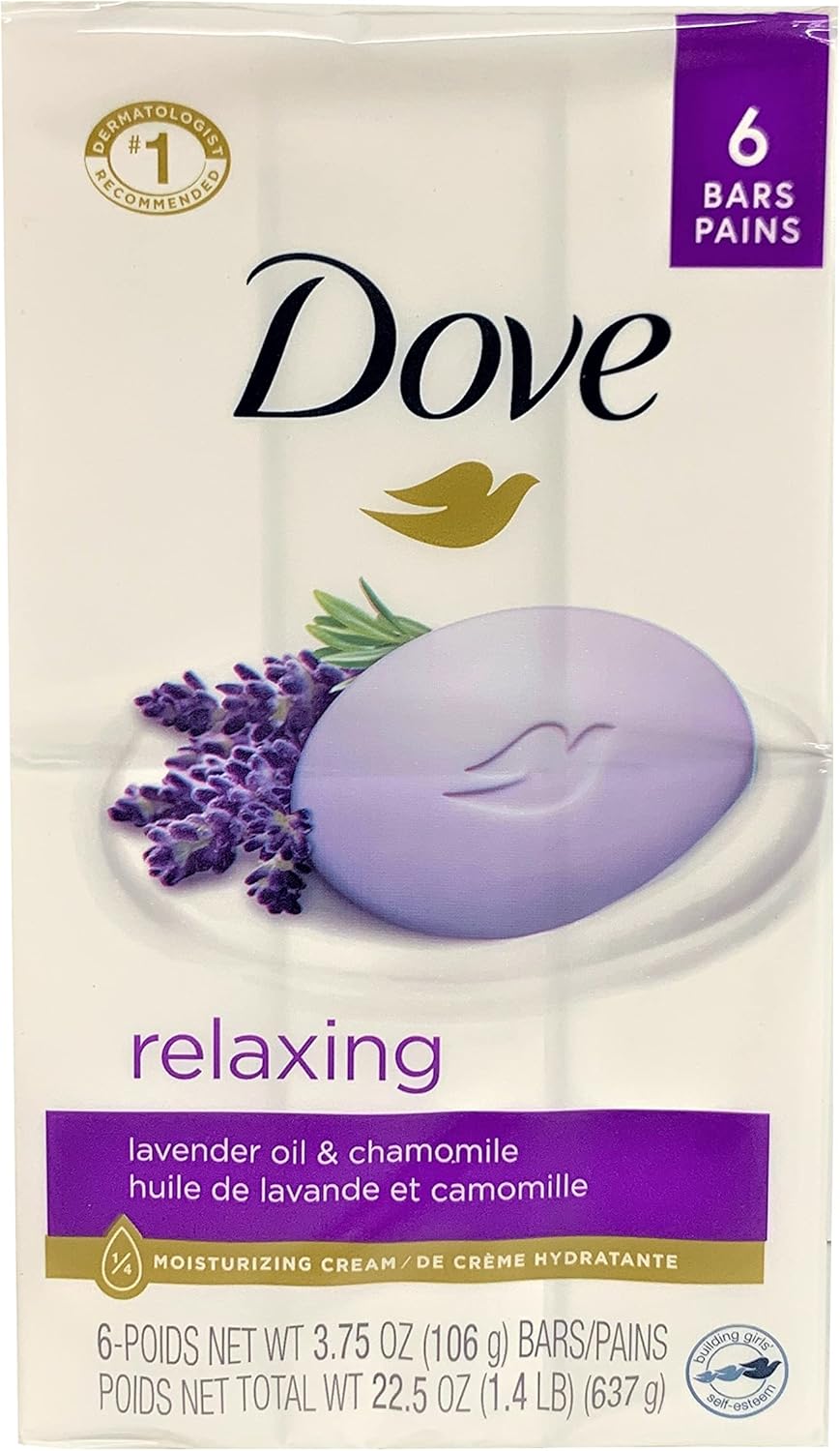 نوار زیبایی اسطوخودوس Dove Relaxing Lavender با رایحه اسطوخودوس و بابونه 120 میلی لیتر 6 بار