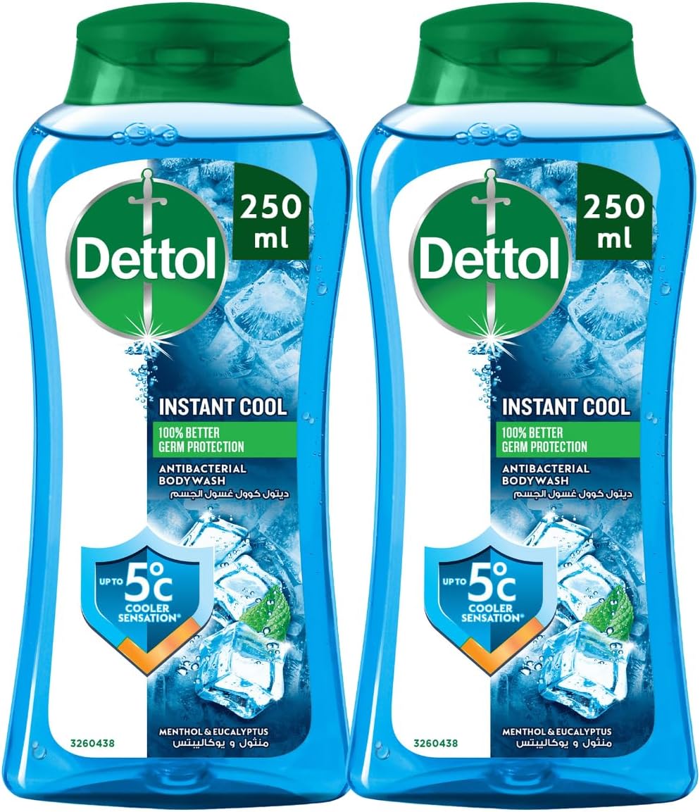 ژل دوش و بدن شوینده خنک Dettol، رایحه منتول و اکالیپتوس، 250 میلی لیتر x 2