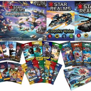 Star Realms Complete Bundle: Core Game، Colony Wars، Frontiers، United، Command Decks، High Alert، Crisis، Gambit، Cosmic Gambit، Scenarios، Promo Pack 1 و Universal Storage Box