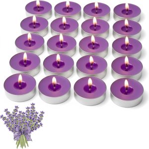 شمع معطر چای لایت برای خانه، مدت زمان سوختن 4 ساعت، بسته 20 عددی، شمع ممتاز (رایحه اسطوخودوس)