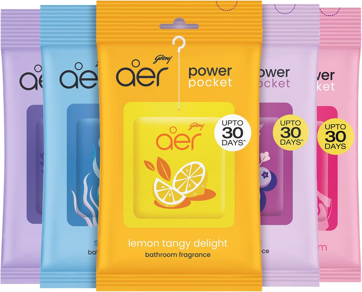 خوشبو کننده هوا پاکت پاور Godrej aer - حمام و توالت تا 30 روز دوام دارد بسته 10 تایی (50 گرمی)، چند رنگ، 40017848