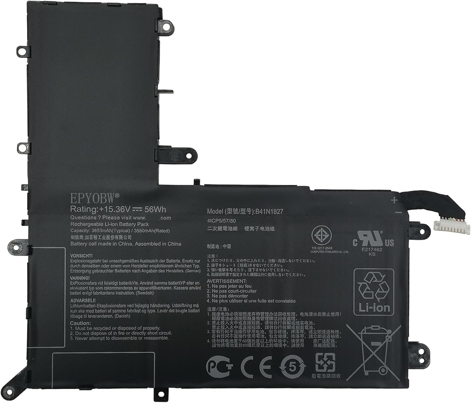 باتری لپ تاپ B41N1827 56 وات ساعت سازگار با ایسوس ZenBook Q526 Q526F Q526FA Q526FAC / ZenBook Flip 15 UX562 UX562IA UM562 Q507 UX562 UX562FA UX562FA 0B200-03070200 4ICP5/57/80