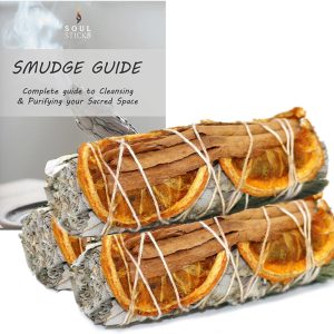 Soul Sticks 3 Pack White Sage Orange Cinnamon Smudge Smudge Sticks for Money Cleansing House, Abundance, Money, Negative Energy Cleanse, and Smudging with Starter Guide | بسته های 4 اینچی