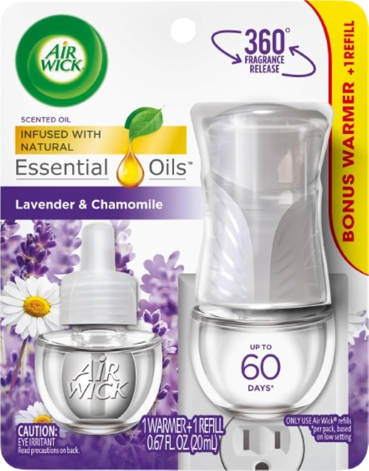 پلاگین Air Wick در روغن معطر، کیت شروع، اسطوخودوس و بابونه 1 سی تی، اسانس، خوشبو کننده هوا