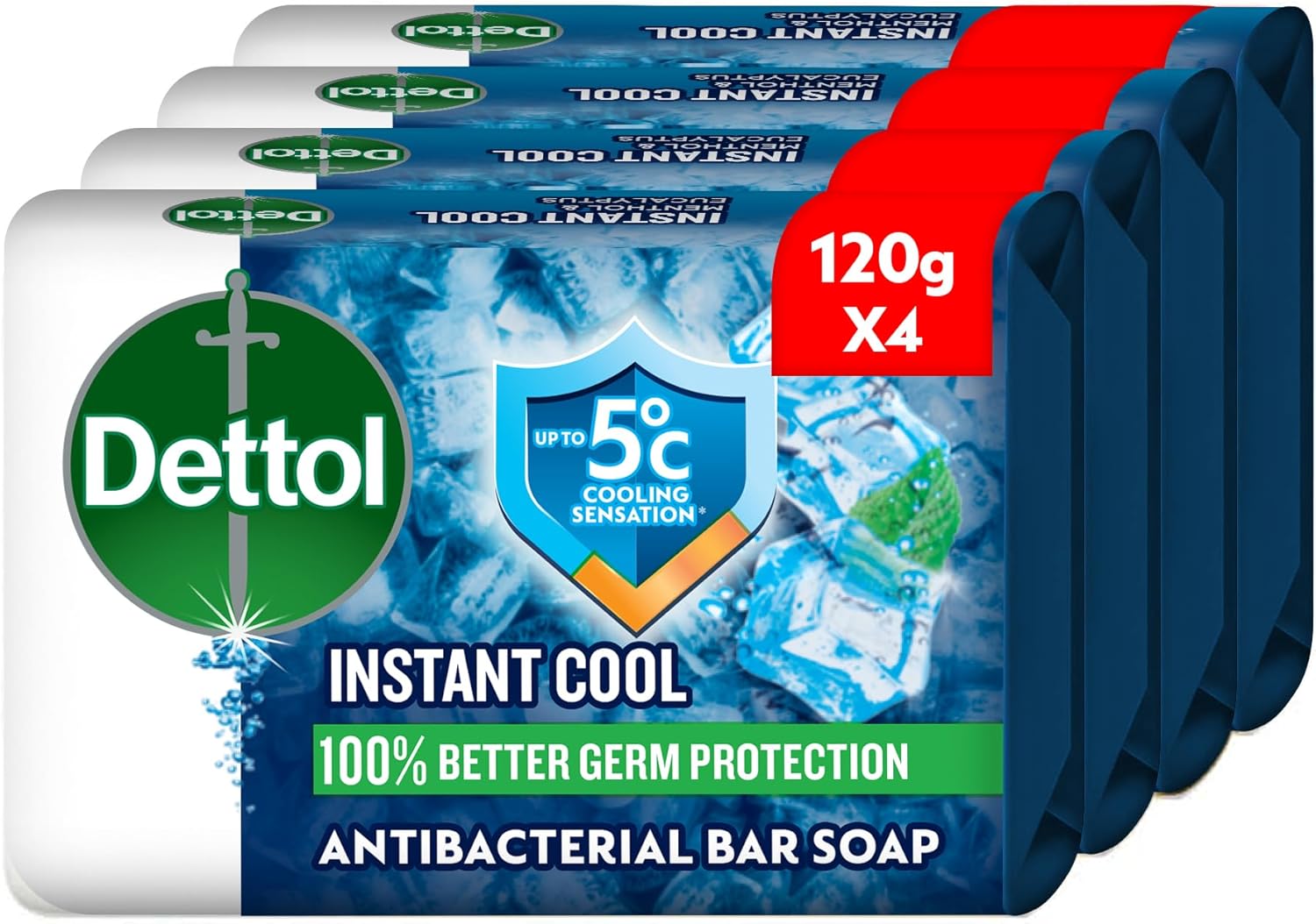 صابون حمام خنک Dettol، منتول و رایحه اکالیپتوس، 120 گرم در 4