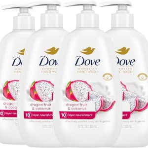 Dove Advanced Care Hand Wash 4 Count برای شستشوی موثر کثیفی و میکروب، اژدها و نارگیل با تغذیه 10 لایه