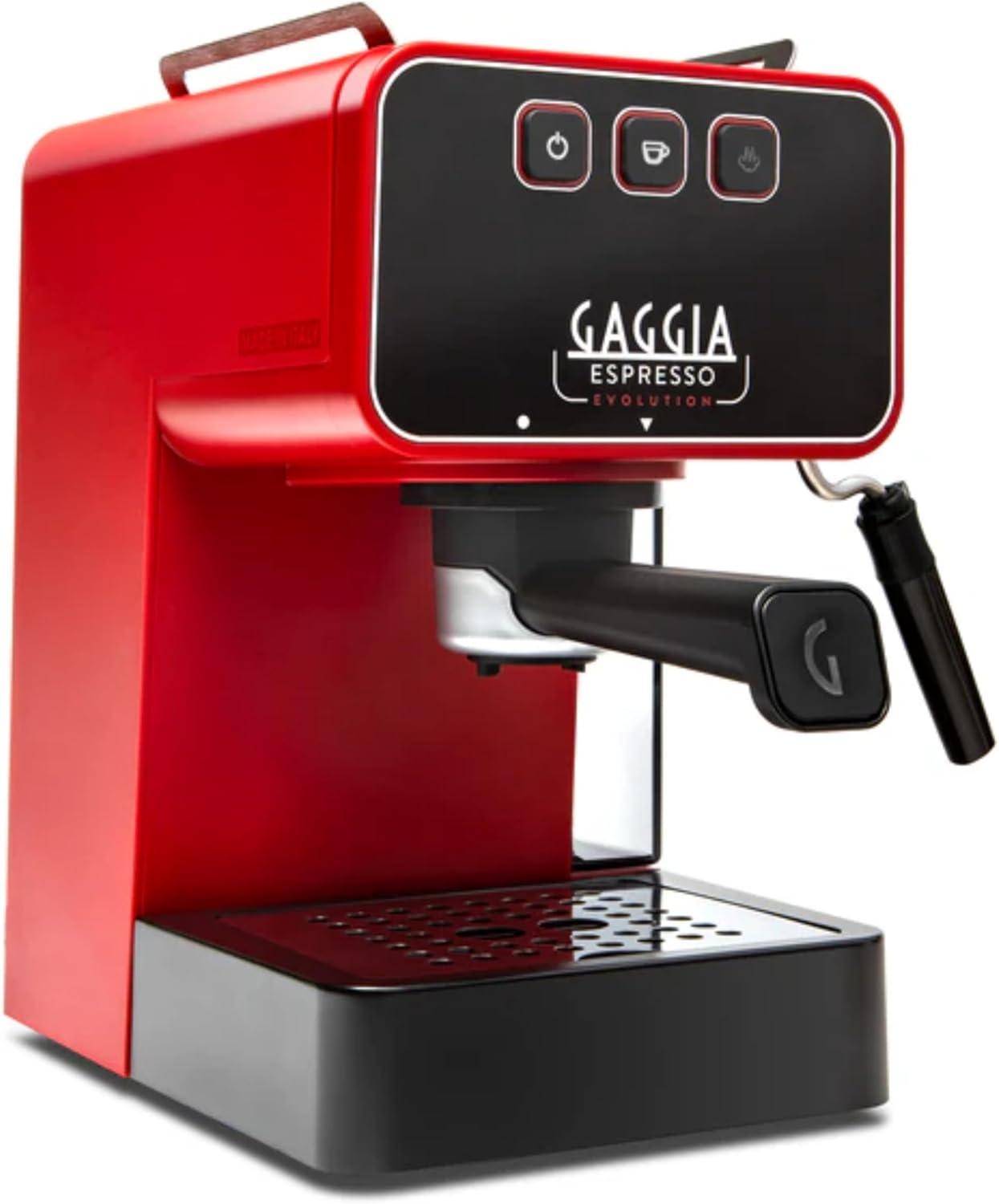 Gaggia Espresso Evolution با دیگ با کنترل PID، بشقاب گرم کننده فنجان، چوب بخار پانارلو، قهوه ساز ایتالیایی با پیش آماده سازی خودکار، پورتافیلتر 53 میلی متری، کاپوچینوساز آمریکایی آمریکایی برای خانه - قرمز
