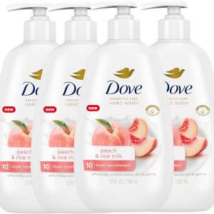 Dove Advanced Care Hand Wash Milk هلو و برنج 4 شمارش برای از بین بردن کثیفی ها و میکروب ها و در عین حال تغذیه پوست 10 لایه عمیق با کمپلکس 5X تقویت کننده رطوبت