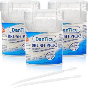 خلال دندان بین دندانی DanTicy Brushpicks، خلال دندان با برس نرم و نخ دندان، به از بین بردن پلاک و جرم بین دندان شما کمک می کند 900 عدد (بسته 3 عددی)