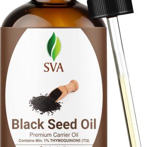 روغن سیاه دانه SVA – 4 Fl Oz – 100٪ طبیعی سیاه دانه سیاه دانه – روغن کالونجی برای مراقبت از مو، صورت و پوست – روغن حامل با قطره چکان