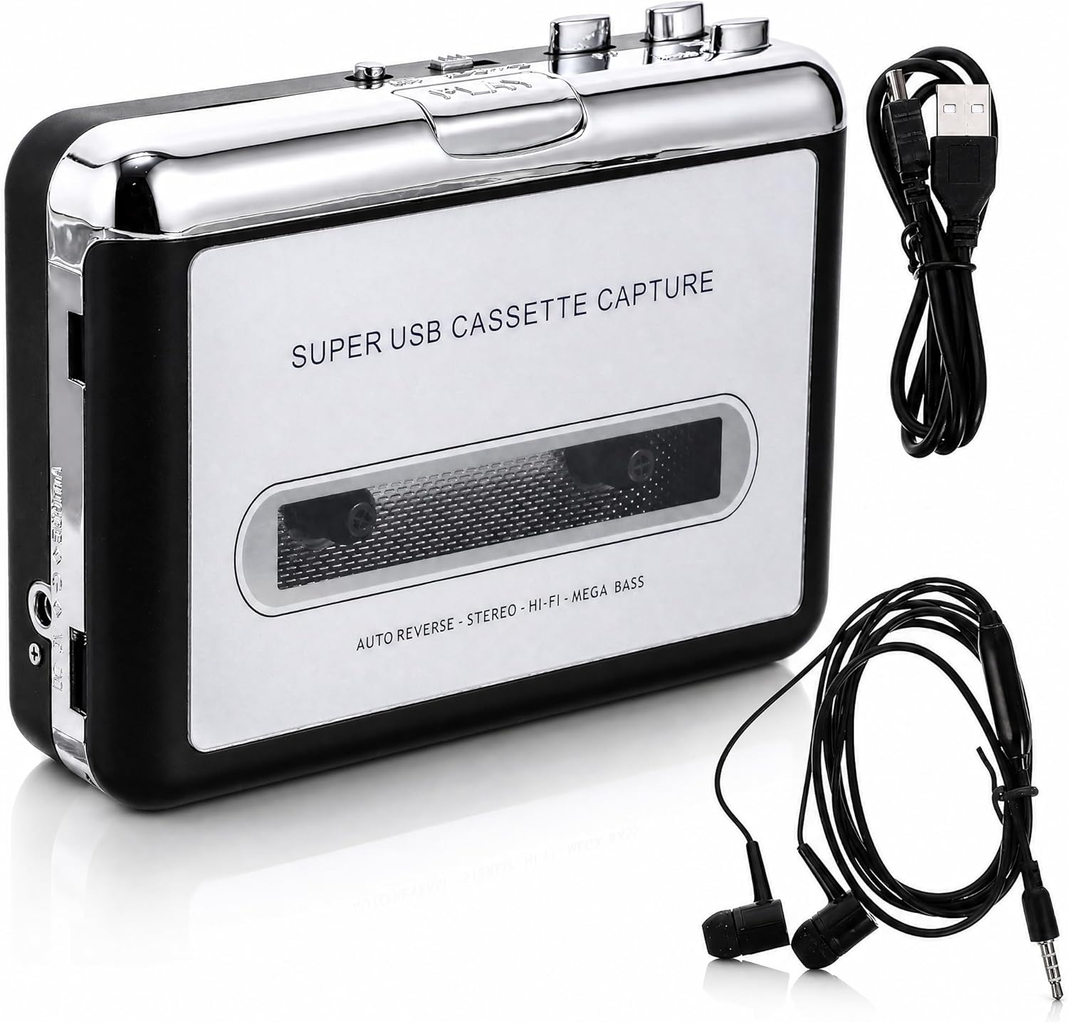 مبدل کاست Hemobllo به MP3، پخش کننده نوار قابل حمل، دستگاه ضبط صدا دیجیتال USB برای رایانه و سیستم های لپ تاپ، صدای استریو با کیفیت بالا، نوارهای صوتی قدیمی، شامل هدفون، DC 5V/Batte