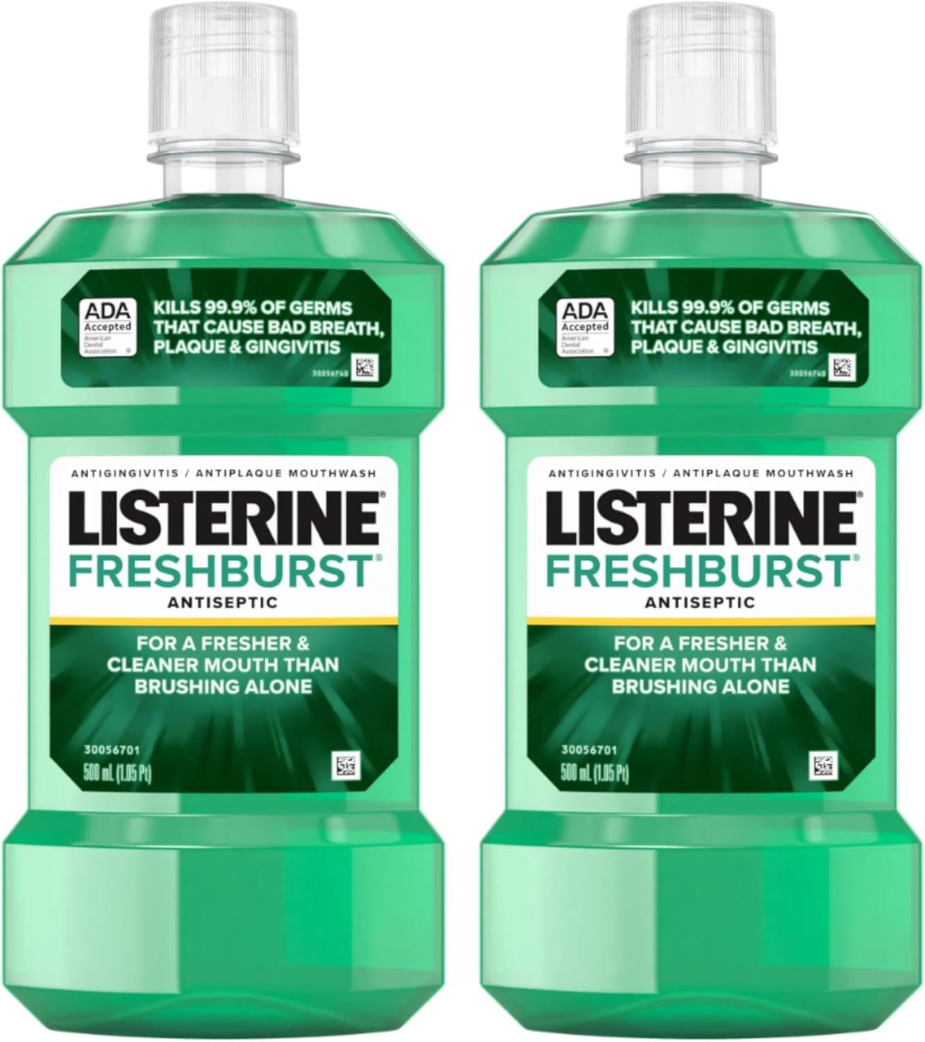 دهانشویه ضد عفونی کننده Listerine Freshburst برای بوی بد دهان، پلاک و التهاب لثه، 500 میلی لیتر در 2