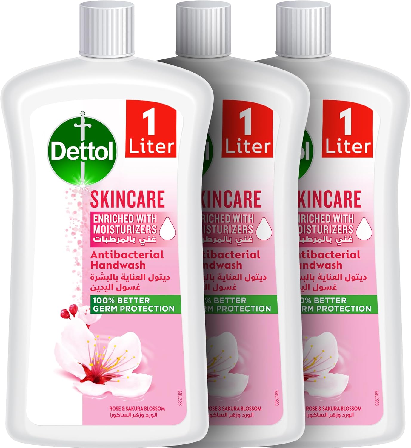 شستشوی مایع دستشویی Dettol Skincare، بوی گل رز و ساکورا، 1 × 3