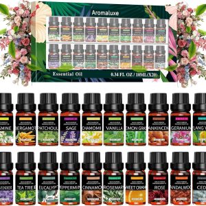 ست اسانس – اسانس 100% طبیعی 20 x 10 میلی لیتر – ست هدیه اسانس برای پخش کننده، مرطوب کننده، رایحه درمانی، ماساژ، صابون، ساخت بمب حمام شمعی