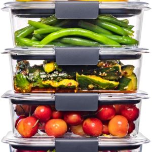 ظروف نگهداری مواد غذایی بدون BPA Rubbermaid Brilliance با درب، محفوظ از هوا، برای ناهار، آماده سازی غذا و غذاهای باقیمانده، مجموعه 5 عددی (3.2 فنجان)