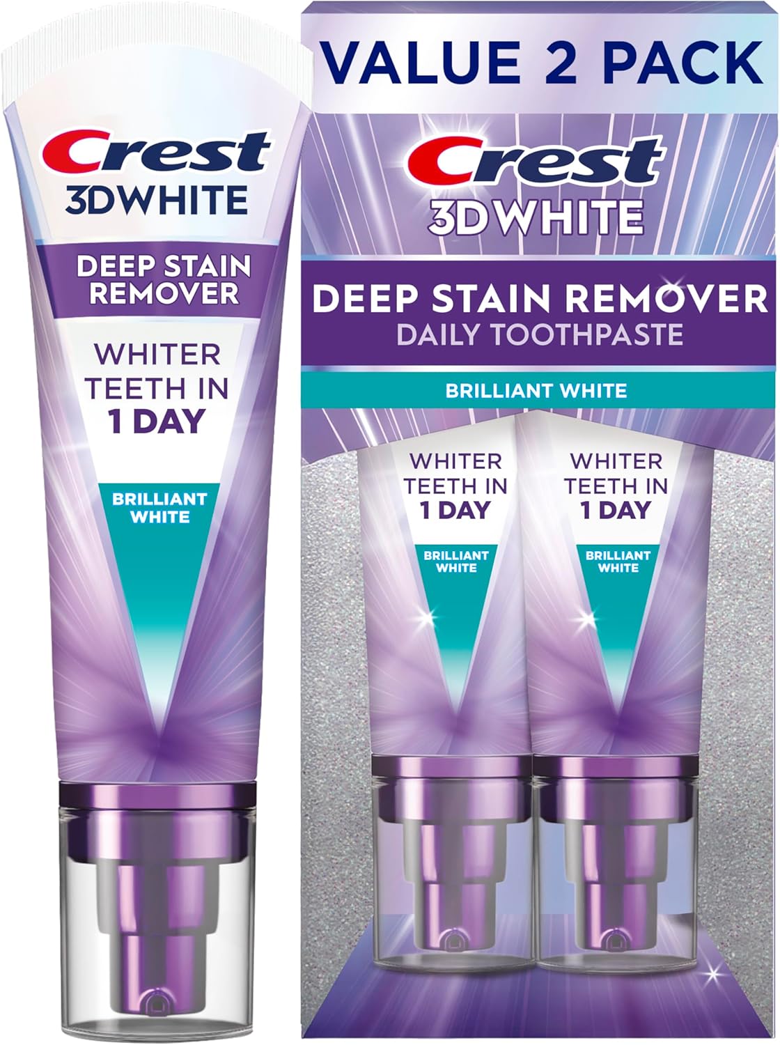 خمیردندان سفید برلیانس Deep Stain Remover Crest 3DWhite Brilliance - 3.1oz/2pk