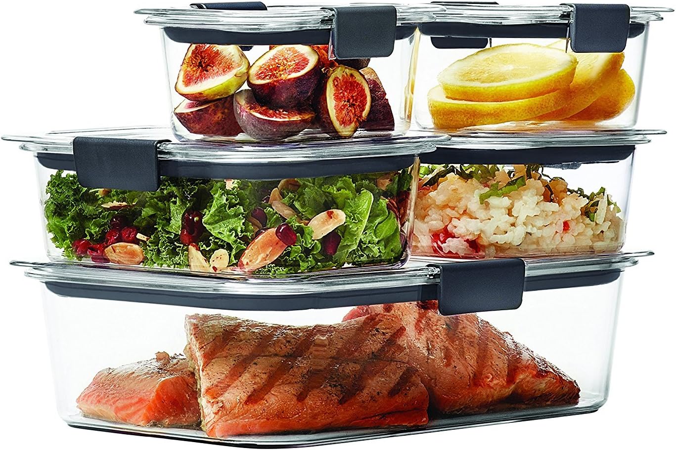 مجموعه 10 عددی ظرف نگهداری مواد غذایی شفاف پلاستیکی ضد نشتی Rubbermaid Brilliance