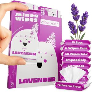 دستمال مرطوب مسافرتی جمع و جور Impossibly Compact – 99.5% آب – ایمن برای پوست های حساس و ضد حساسیت، قابل بسته شدن مجدد، ضخیم و بادوام – برای بزرگسالان، کودکان و مراقبت از نوزاد – Lavander، 10 بسته 60 دستمال مرطوب