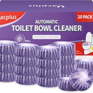 پاک کننده کاسه توالت Vacplus – 20 بسته قرص پاک کننده توالت با ماندگاری طولانی، جلوگیری از ایجاد لکه و بوی بد، بنفش