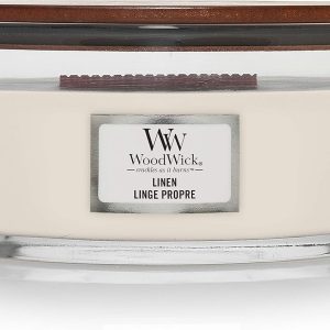 شمع معطر WoodWick با فتیله ترقه، شمع بیضی کتانی، شمع های طولانی سوز: تا 50 ساعت زمان سوختن، هدایایی عالی برای خانم ها