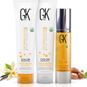 GK HAIR Global Keratin Moisturing Set Color Protection 100ml با سرم ضد وز مو 50ml Intense Moisture Pack Trio – برای موهای خشک آسیب دیده و رنگ شده