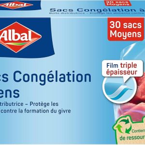 آلبال – 30 کیسه فریزر با کراوات – مدل متوسط 3L – سه لایه – جعبه توزیع کننده – حاوی منابع بازیافتی