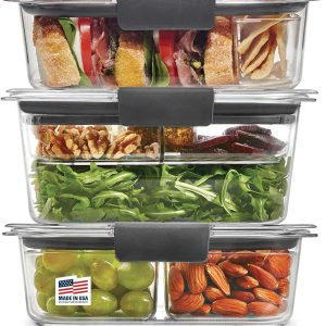 Rubbermaid 2108371 ضد نشت برلیانس ظروف پلاستیکی 12 تکه با درب | کیت ساندویچ و سالاد 12 تکه 2108371 بنتو باکس