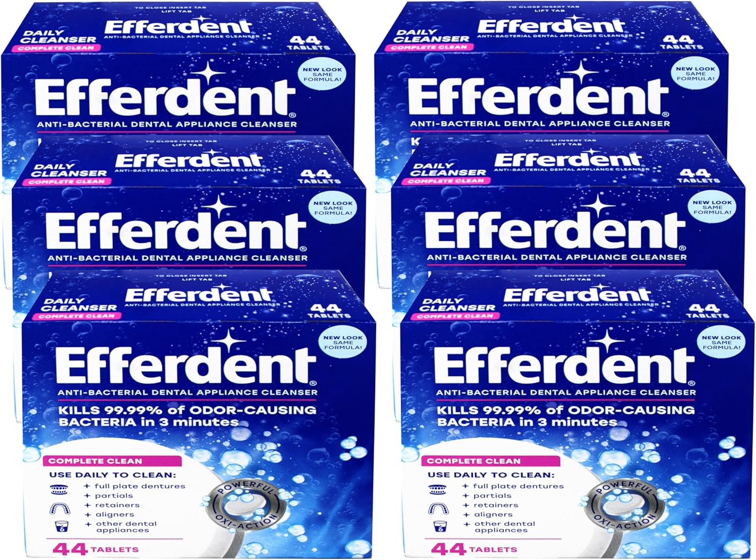 قرص پاک کننده پروتز Efferdent, Complete Clean, Cleanser for Retainer and Dental Appliances, 44 Count, 6 pack