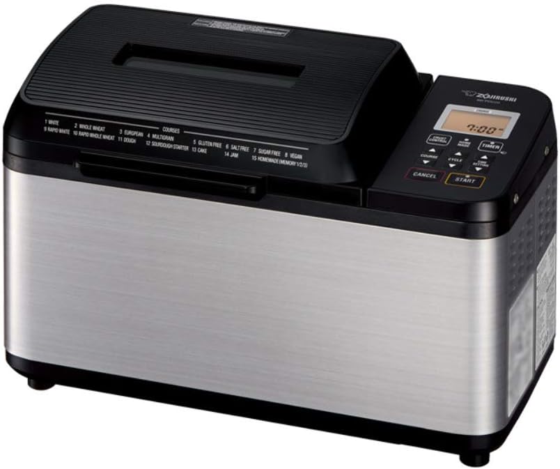 Zojirushi Bb PDC20BA Virtuoso Plus 2 Lb Breadmaker، مشکی | نان 2 پوندی، تیغه های ورز دهنده دوگانه و گرم کن های درب و پایینی برای پخت یکنواخت، بدون گلوتن، برنامه های گیاهی و سریع، 120 ولت/700 وات
