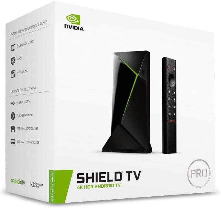 NVIDIA Shield Android TV Pro | پخش کننده مدیا پخش جریانی 4K HDR با عملکرد بالا، Dolby Vision، 3 گیگابایت رم، 2X USB، با الکسا کار می کند، مدل:945-12897-2500-101