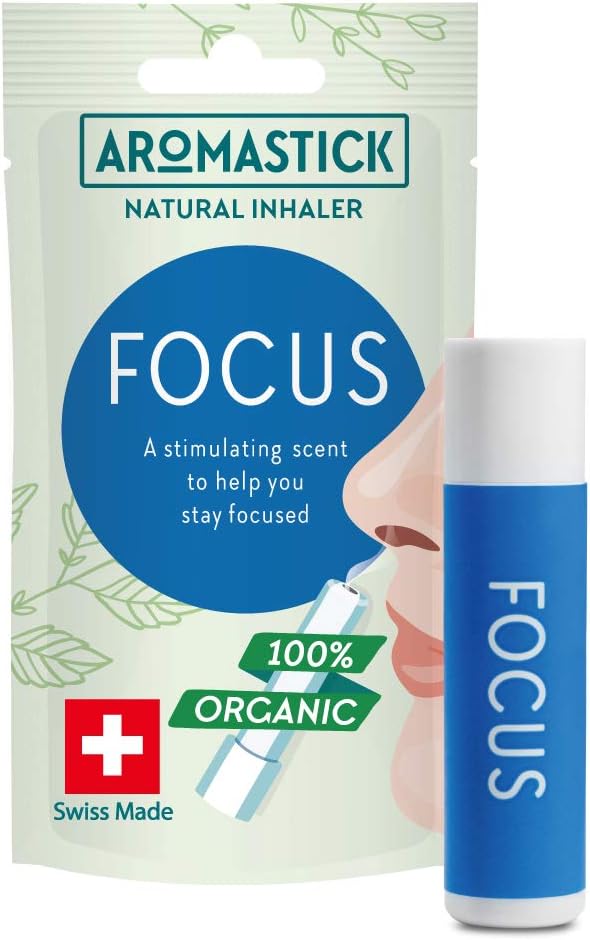 [AromaStick] استنشاق بینی آروماتراپی [ساخته شده در سوئیس] پخش کننده مجموعه اسانس های ارگانیک برای خواب، استرس، اضطراب و دیگران [ استیک آروماتراپی قابل حمل] (تمرکز)