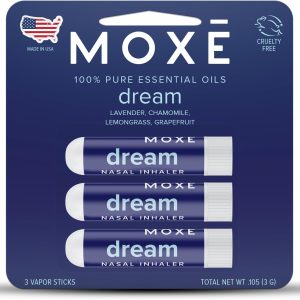 MOXĒ رویای استنشاق بینی، ترکیب اسانس، آرام بخش، آرامش بخش، تسکین استرس طبیعی، عطر تسکین دهنده، اسطوخودوس، بابونه، علف لیمو، گریپ فروت، ساخت ایالات متحده آمریکا (3)