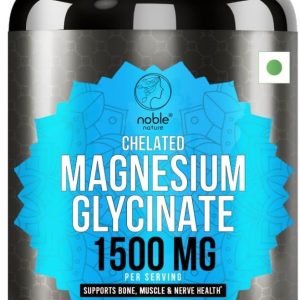 Noble Nature منیزیم گلیسینات کلات 1500MG – مکمل با جذب بالا برای حمایت از سلامت اعصاب و عضلات – 120 قرص گیاهی