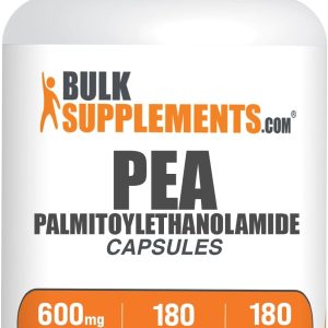BulkSupplements کپسول Palmitoylethanolamide – مکمل نخود، Palmitoylethanolamide 600mg برای حمایت از سیستم ایمنی – بدون گلوتن، 1 کپسول در هر وعده، 180 کپسول