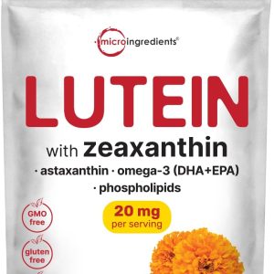 Toeah Micro Ingredients Lutein & Zeaxanthin 20mg Softgels, 400 Count, با آستاگزانتین، امگا 3 و فسفولیپیدها | ویتامین های سلامت چشم + بینایی | آزمایش شده توسط شخص ثالث، غیر GMO، بدون گلوتن
