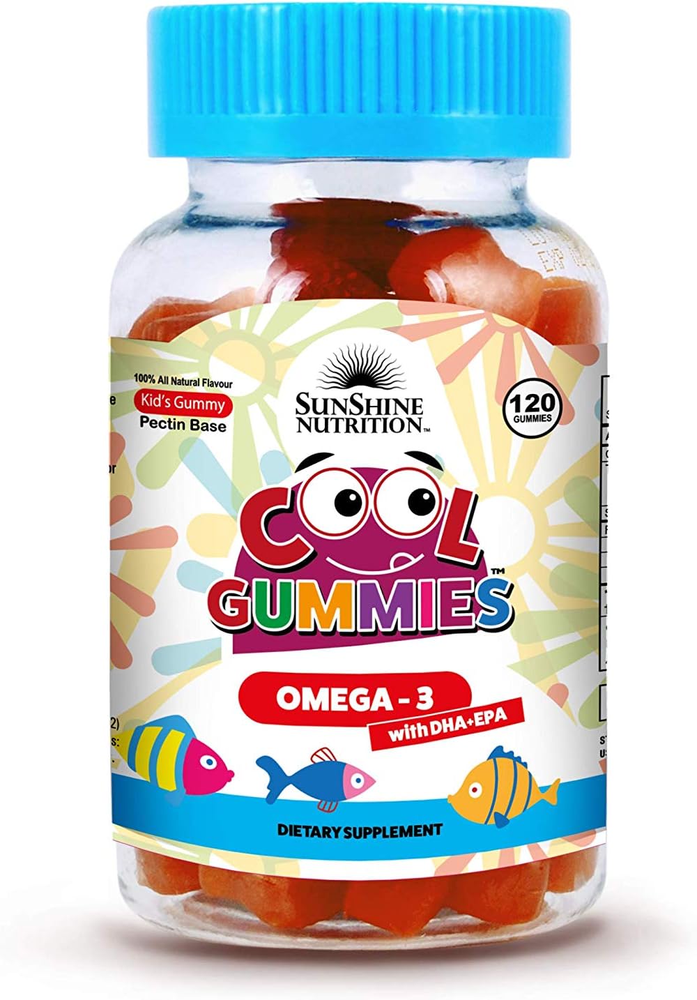 Sunshine Nutrition Cool Gummies Omega 3 With DHA-EPA 120 Gummies for Children | طعم 100% کاملا طبیعی | بدون گلوتن