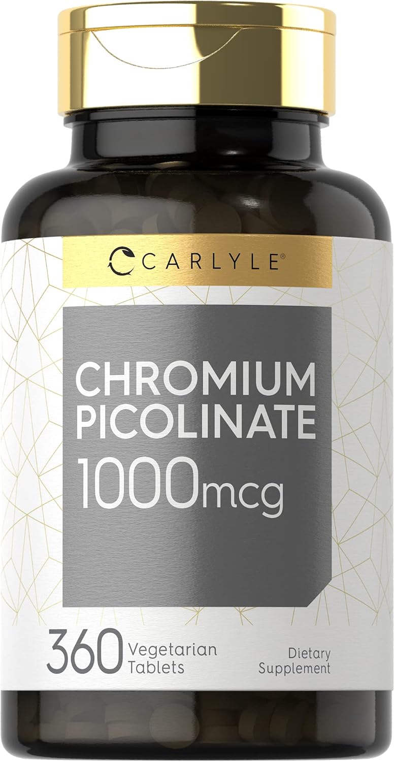 مکمل کروم پیکولینات کارلایل | 1000mcg | 360 تبلت | فرمول گیاهی، غیر GMO، بدون گلوتن