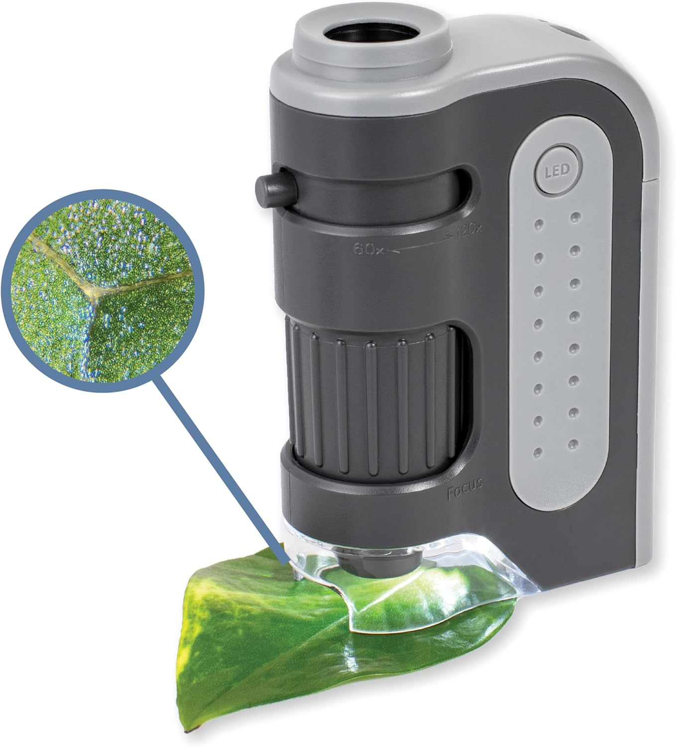 میکروسکوپ جیبی MicroBrite Plus، 60x-120x LED روشن | میکروسکوپ دستی قابل حمل STEM Toy - Mini Microscope for Student Science Lab, Educational Portable Microscope (MM-300)
