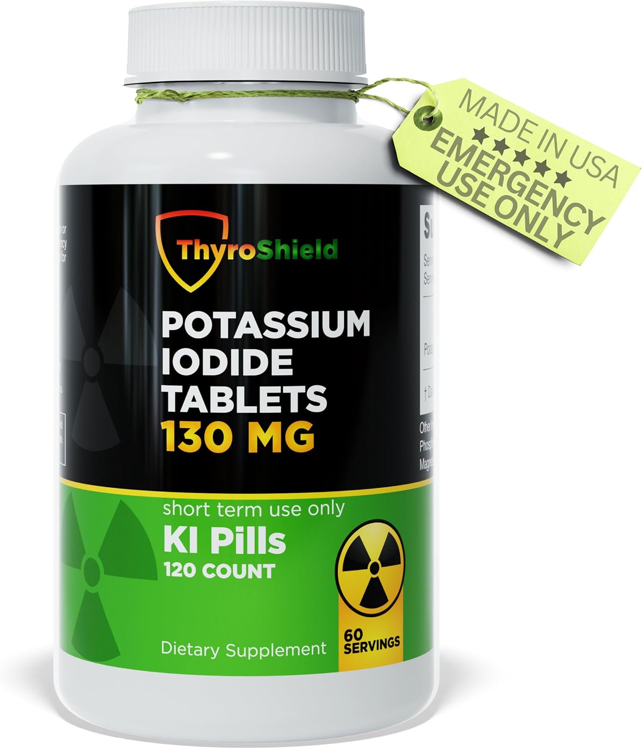 قرص یدید پتاسیم 130 میلی گرم | قرص KI 120ct - محافظ در برابر اشعه هسته ای - قرص ید پتاسیم - YODO Naciente - قرص KI - ایالات متحده آمریکا - ThyroShield
