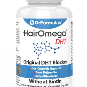 DrFormulas ویتامین های مو اصل بدون بیوتین | مسدود کننده DHT مو امگا | قرص مکمل رشد مو، عرضه 45 روزه