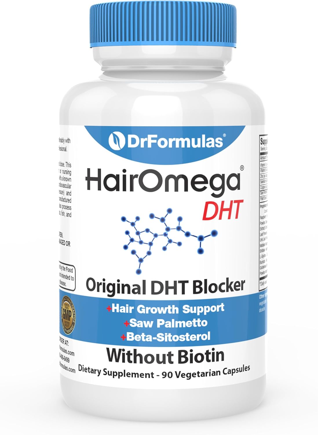 DrFormulas ویتامین های مو اصل بدون بیوتین | مسدود کننده DHT مو امگا | قرص مکمل رشد مو، عرضه 45 روزه