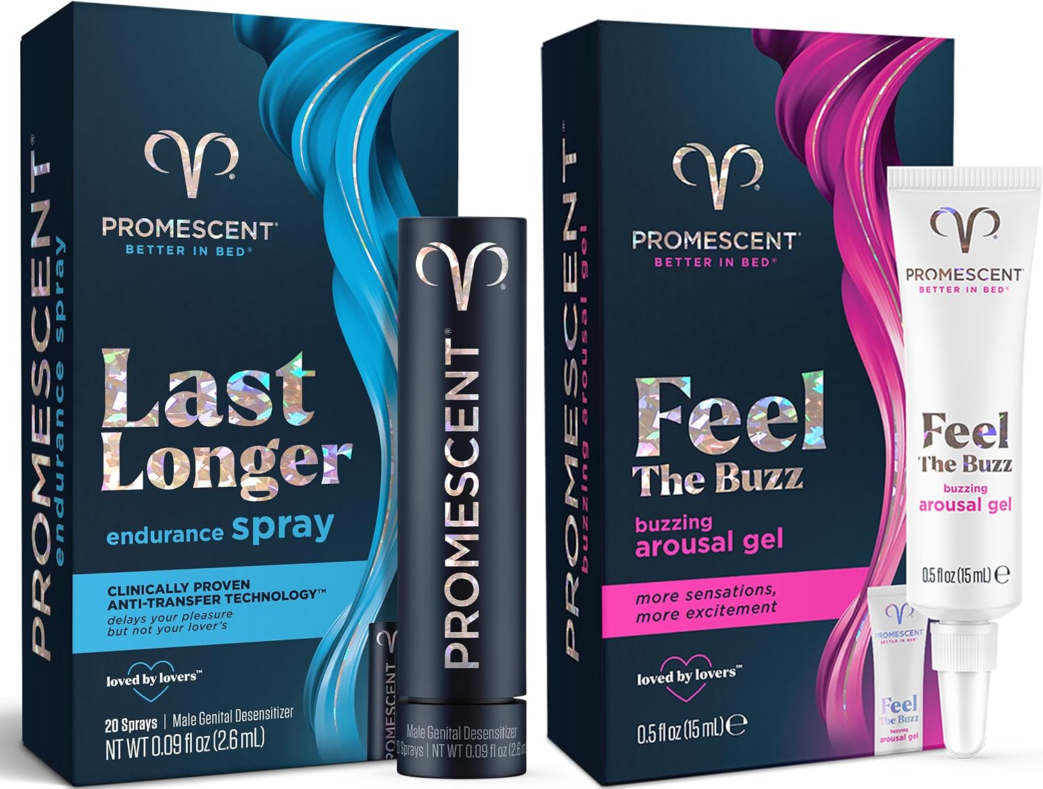اسپری تاخیری ضد حساسیت Promescent برای مردان + ژل وزوز زنانه برای حس شدید، روان کننده صمیمی بزرگسالان
