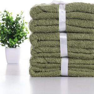 حوله دستی ساده لوکس – مجموعه 6 تکه، 41 در 66 سانتی متر، 500 GSM، حوله پنبه ای فوق العاده نرم و با جذب بالا برای حمام، اسپا و باشگاه – خشک شدن سریع و بادوام (زیتونی)