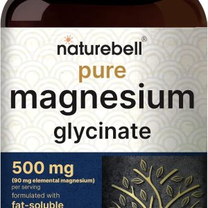 کپسول NatureBell منیزیم گلیسینات 500 میلی گرم | 240 تعداد، 100% کلات شده و خالص، آزمایش شده توسط شخص ثالث، غیر GMO و بدون گلوتن