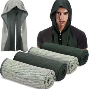 حوله کلاهدار AC Stop خنک کننده، حوله عرق گیر جاذب و خشک شونده سریع برای گردن و صورت، خنک کننده طولانی مدت و محافظت در برابر آفتاب در هوای گرم تابستان لوازم جانبی فضای باز، 4 عدد