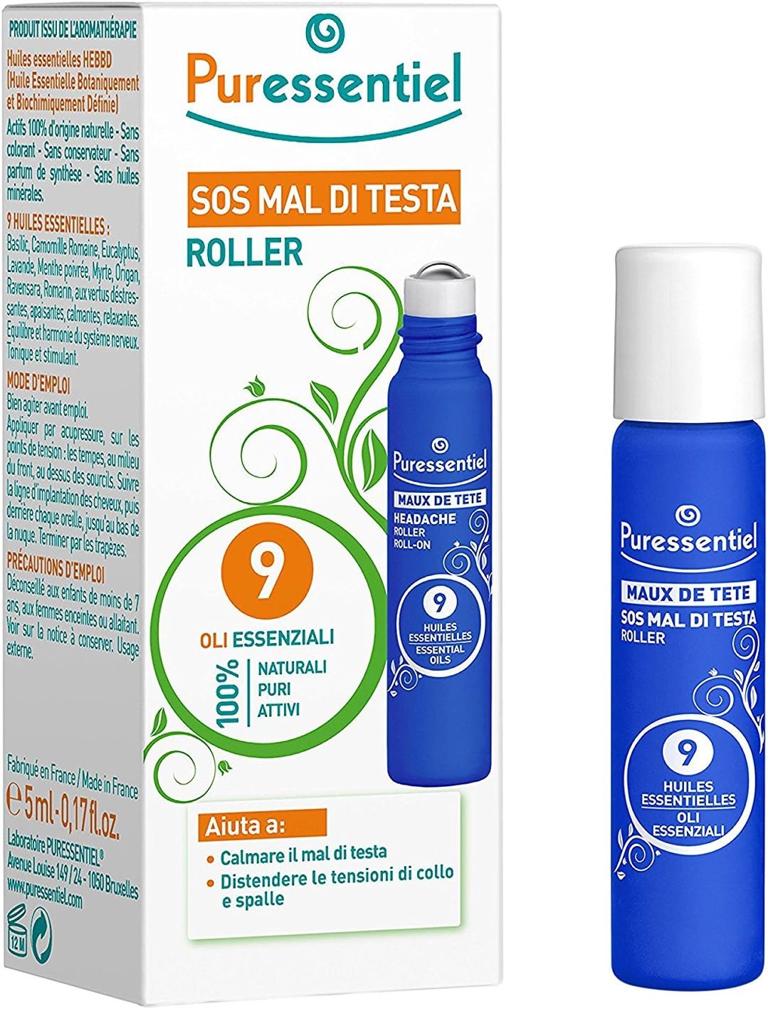 Puressentiel Headache Roll-On با 9 اسانس - 5 میلی لیتر