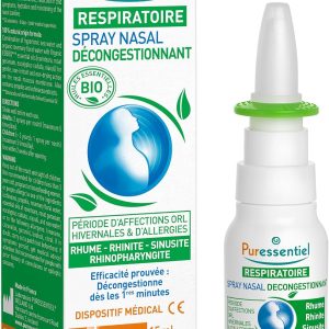 اسپری بینی هیپرتونیک Puressentiel 15 میلی لیتر – رفع احتقان – عمل فوری – گرفتگی بینی، سرماخوردگی، تب یونجه، آلرژی، سینوزیت – 100% طبیعی، EUcalyptus، آب دریا، بره موم و اکیناسه