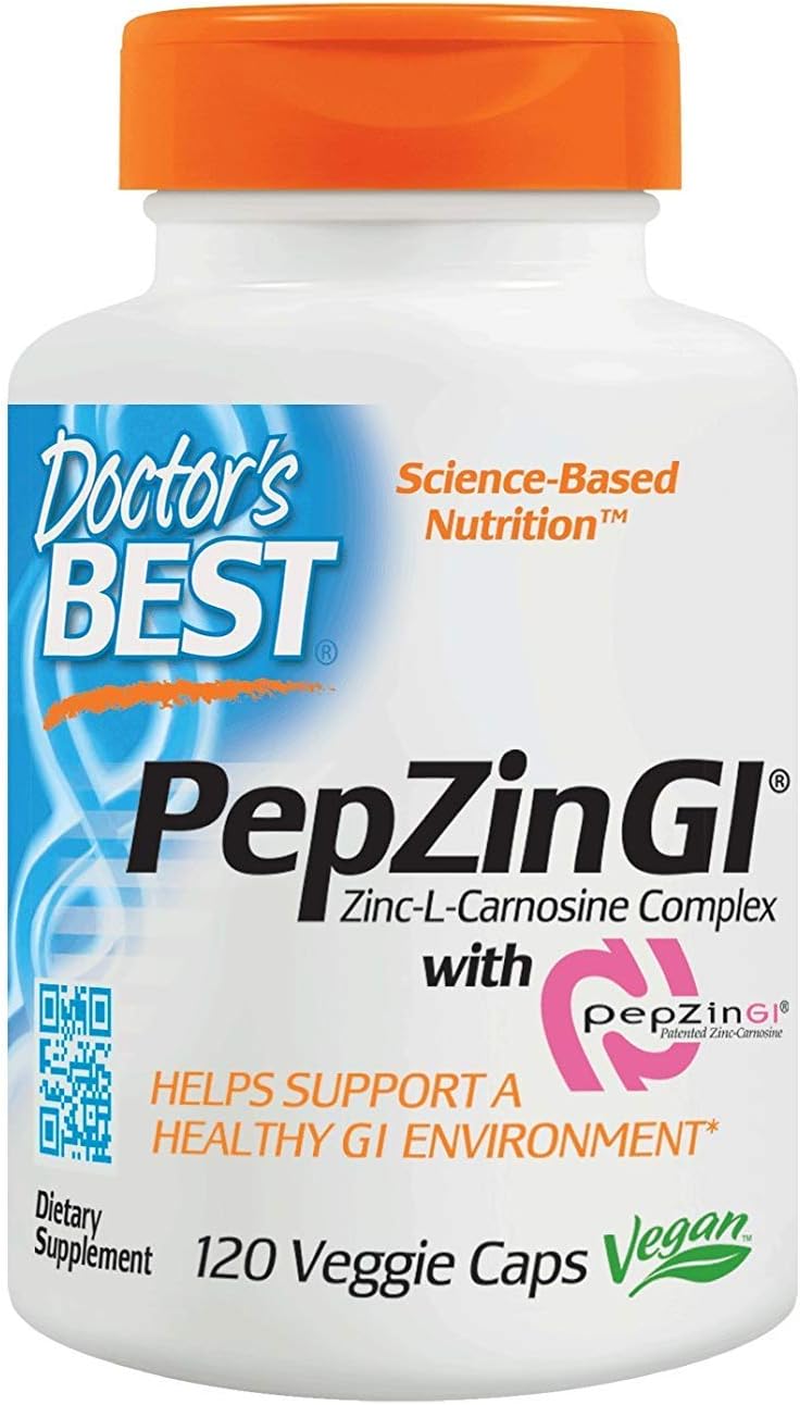 بهترین مجتمع روی کارنوزین دکتر با کلاه گیاهی Pepzin Gi، 120 تعداد